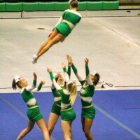 The BMS competition cheer team performs at the Family and Friends Showcase on September 8, 2023. Photo by Alicia Payne.