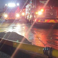 Fire crews battle a residential fire in Buford on Jan. 21, 2024. Photo courtesy of Gwinnett County Fire and Emergency Services.