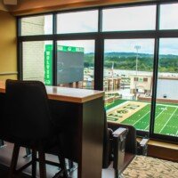 Inside one of 15 luxury suites on the home side of Phillip Beard Stadium.