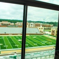 View from inside one of the luxury suites on the home side of Phillip Beard Stadium.