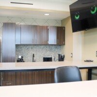 Inside one of 15 luxury suites on the home side of Phillip Beard Stadium.