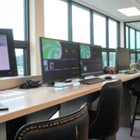 A view of the "brains" of the stadium. This is where the lighting, sound, scoreboards and more are controlled.