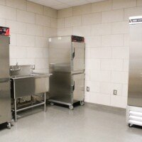 The catering kitchen that services the luxury suites at Phillip Beard Stadium.