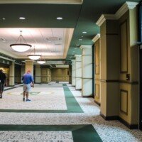 On the second floor of the fieldhouse, there is a large banquet hall.